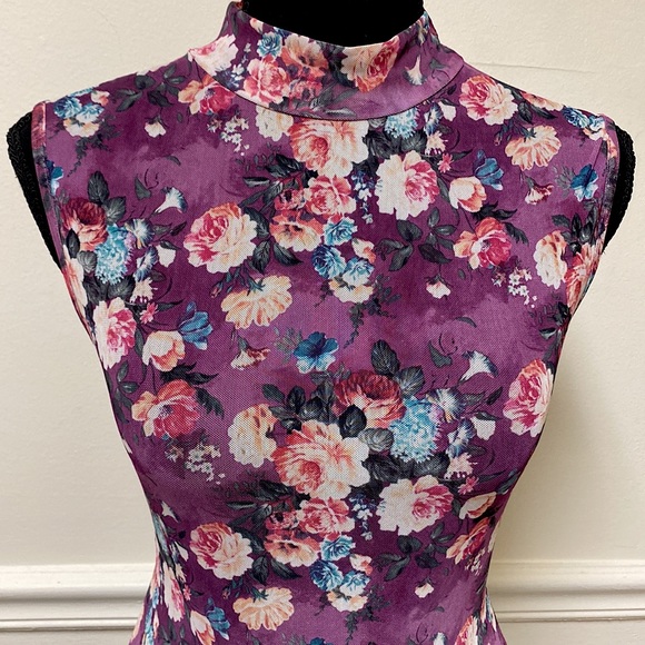 Purple Mesh Floral Bodysuit - Picture 6 of 16